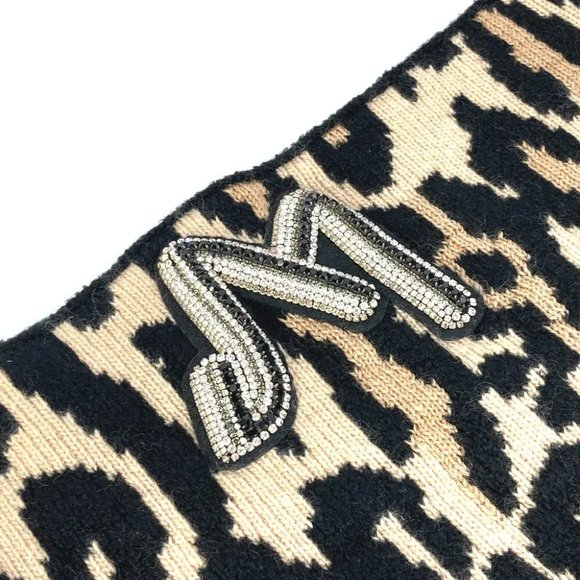 LOUIS VUITTON Leopard print Snood LV Rheogram Sequin Scarf Brown/Black - Picture 6 of 8